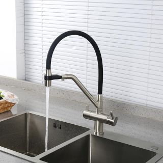 Смесители для кухни Gappo G4398-85 под фильтр с гибким изливом сатин/чёрный